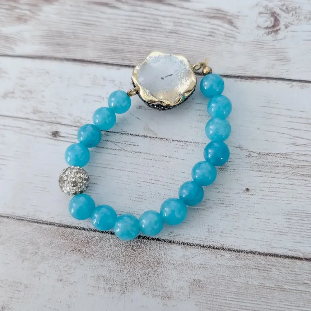 Blue Stretch Bracelet with Charm - Small - Condition Issues